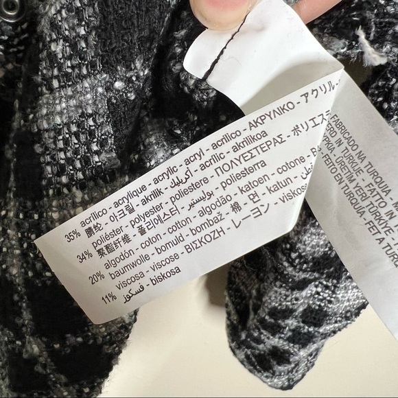 Zara Textured Tweed Plaid Oversized Button Up Shacket Over Shirt Womens Large - Picture 9 of 9